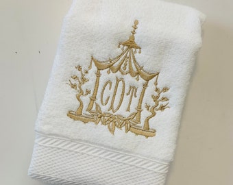 Monogrammed Pagoda Hand Towel