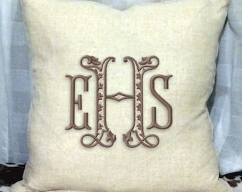 Monogrammed Jute Pillow