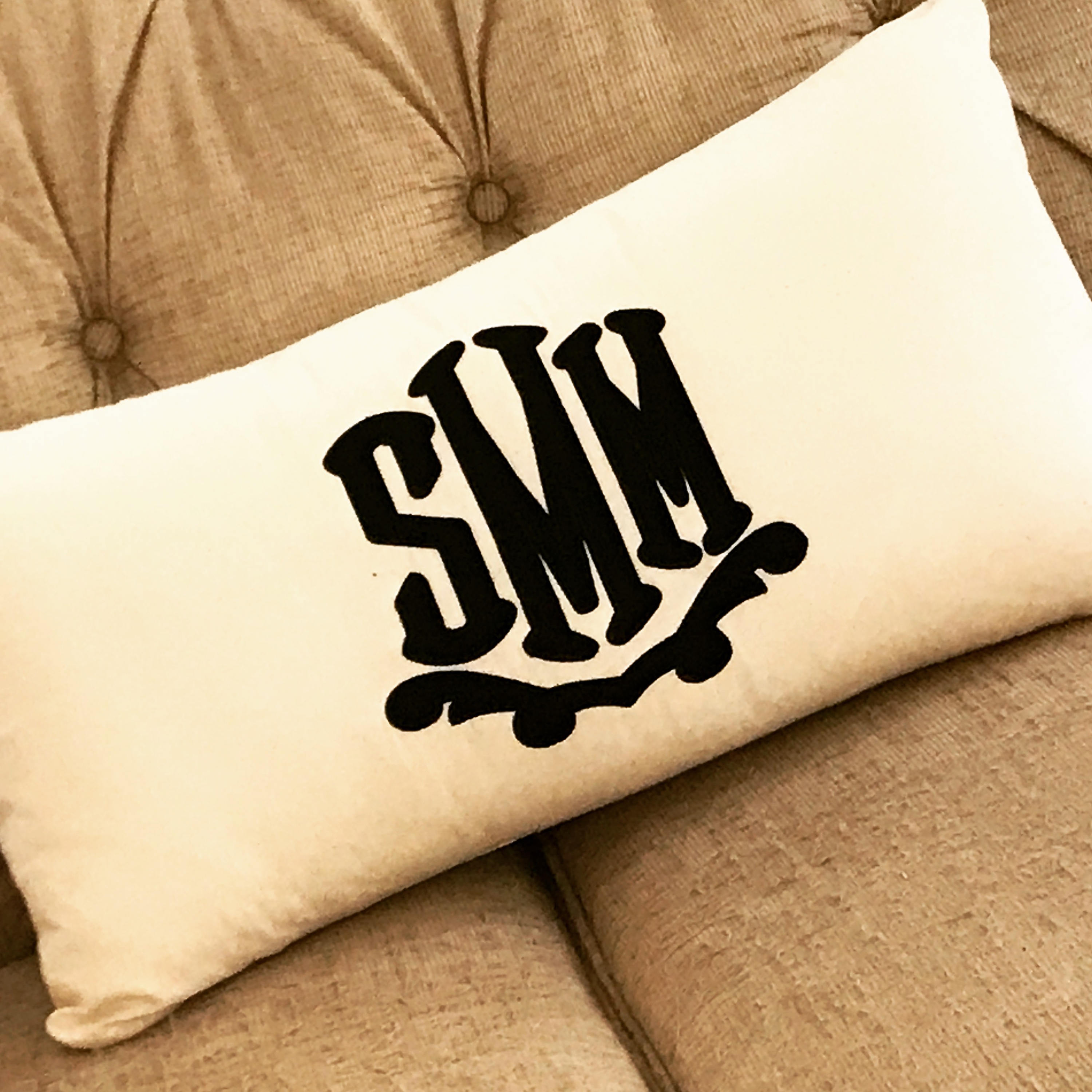monogrammed lumbar pillow