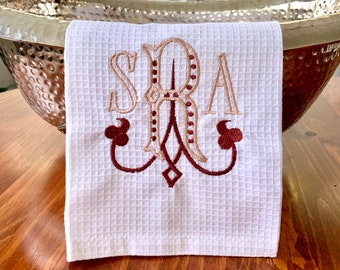 Monogrammed Waffle Weave Tea Towels - Set of Two