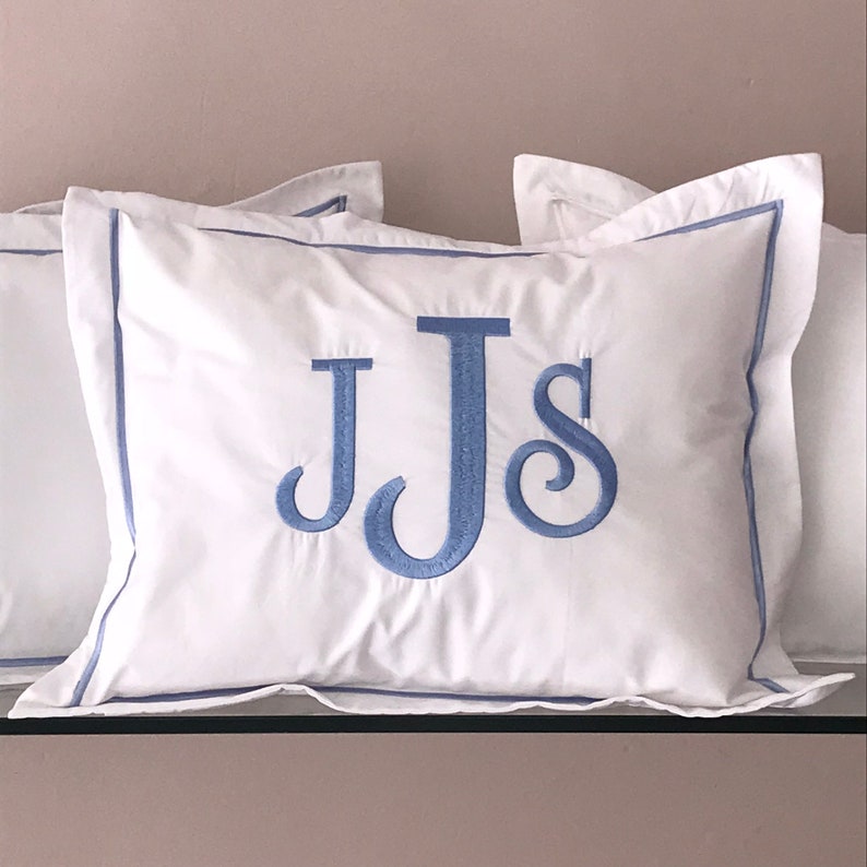 Monogrammed Pillow With Satin Stitch Trim Etsy