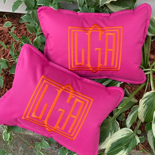 Velvet Applique Monogrammed Pillow Etsy