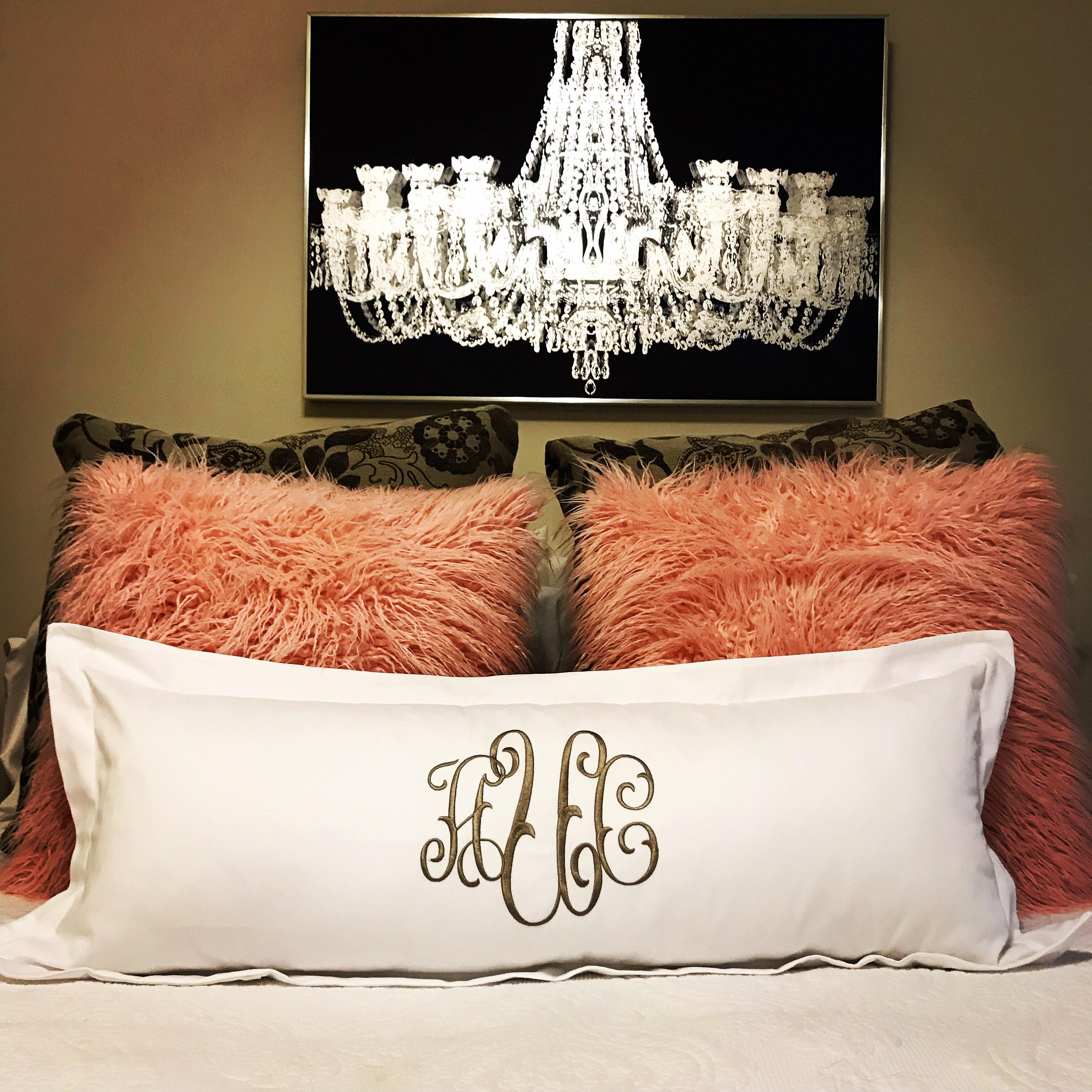 monogrammed bolster pillow