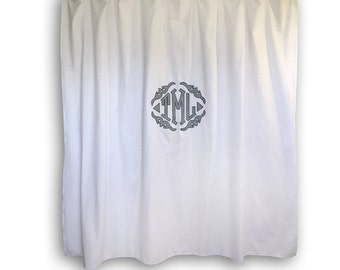 Applique Monogrammed Waffle Weave Shower Curtain
