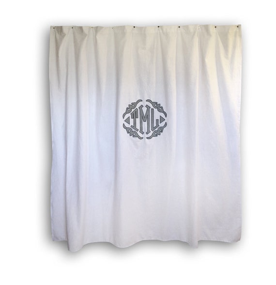 Applique Monogrammed Waffle Weave Shower Curtain Etsy