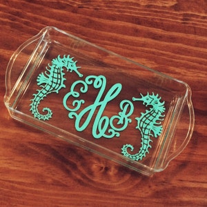 Monogrammed Lucite Trinket Tray