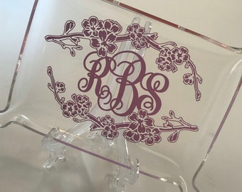 Monogrammed Pinched Edge Acrylic Tray - Small