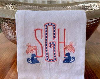 Monogrammed Parasol Monkey Motif Towel