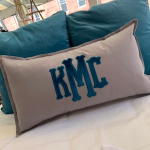 Velvet Applique Monogrammed Pillow