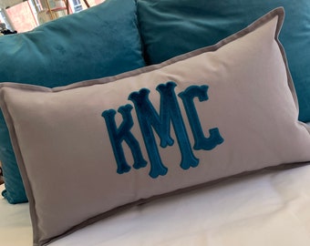 Velvet Applique Monogrammed Pillow