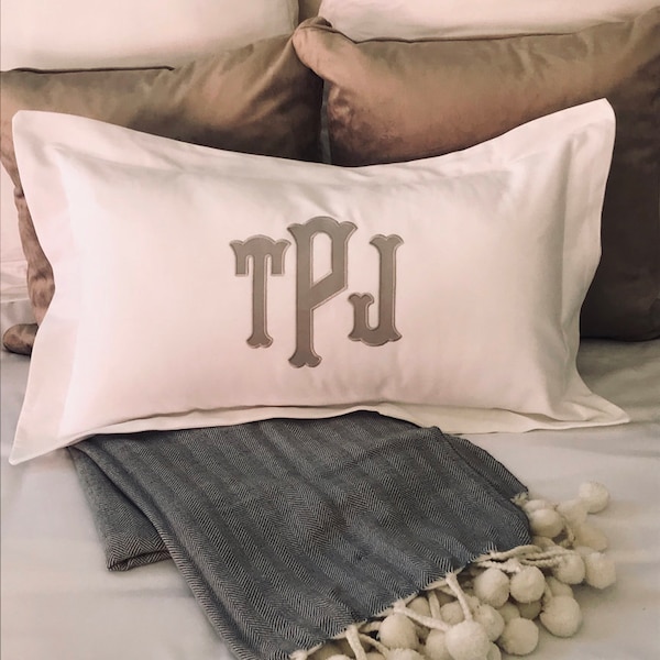 Applique Monogrammed 24" Lumbar Pillow with Flange
