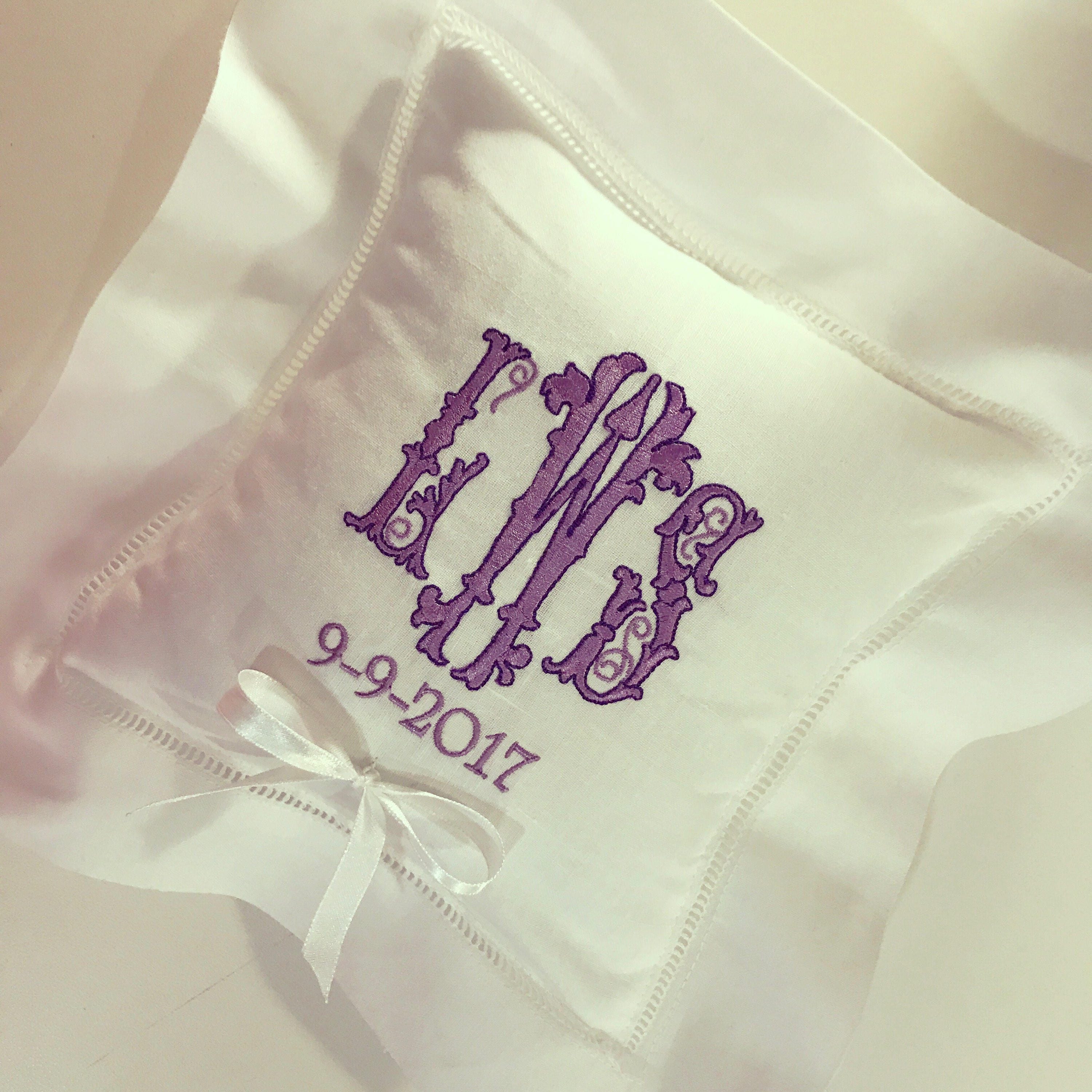 Monogrammed Ring Bearer Pillow Etsy
