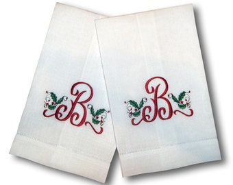 One Letter Holiday Tea Towels - Set of Two