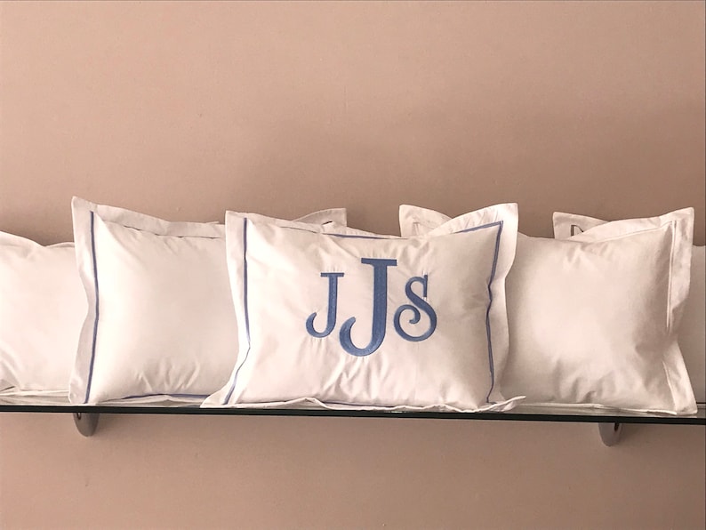 Monogrammed Pillow With Satin Stitch Trim Etsy