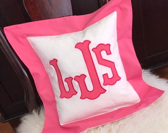 Monogrammed Applique Color Trim Pillow