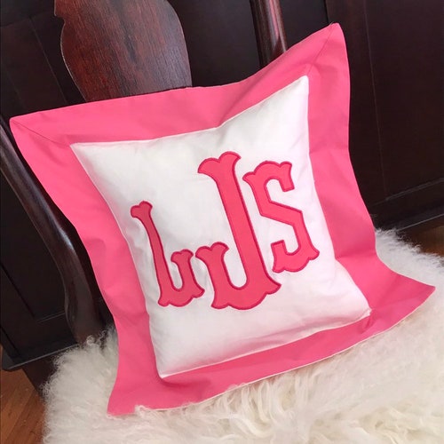 Monogrammed Pillow With Satin Stitch Trim Etsy