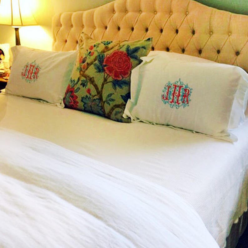Monogrammed Pillow Sham Etsy