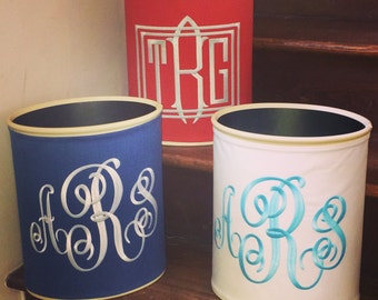 Monogrammed Waste Basket