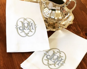 Monogrammed Linen Towels - Set of Two