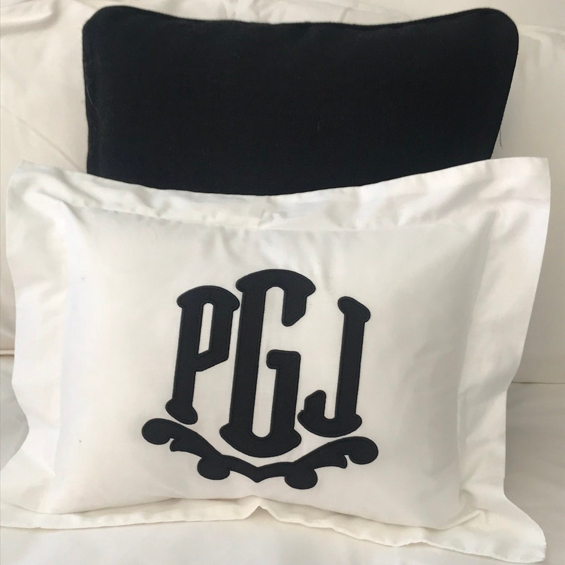 Monogrammed Applique Boudoir Pillow Etsy