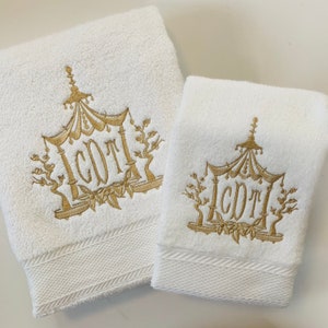 Monogrammed Pagoda Towel Set