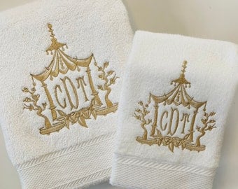 Monogrammiert Pagode Handtuch Set