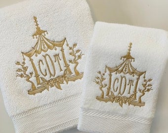 Monogrammed Pagoda Towel Set