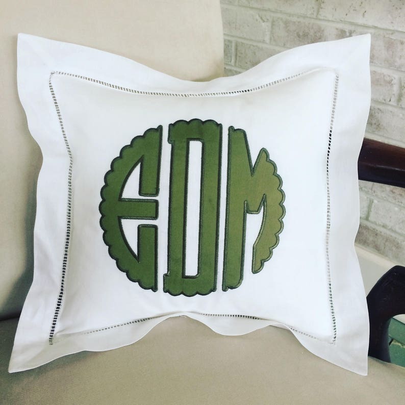 Monogrammed Applique Hemstitch Pillow image 6