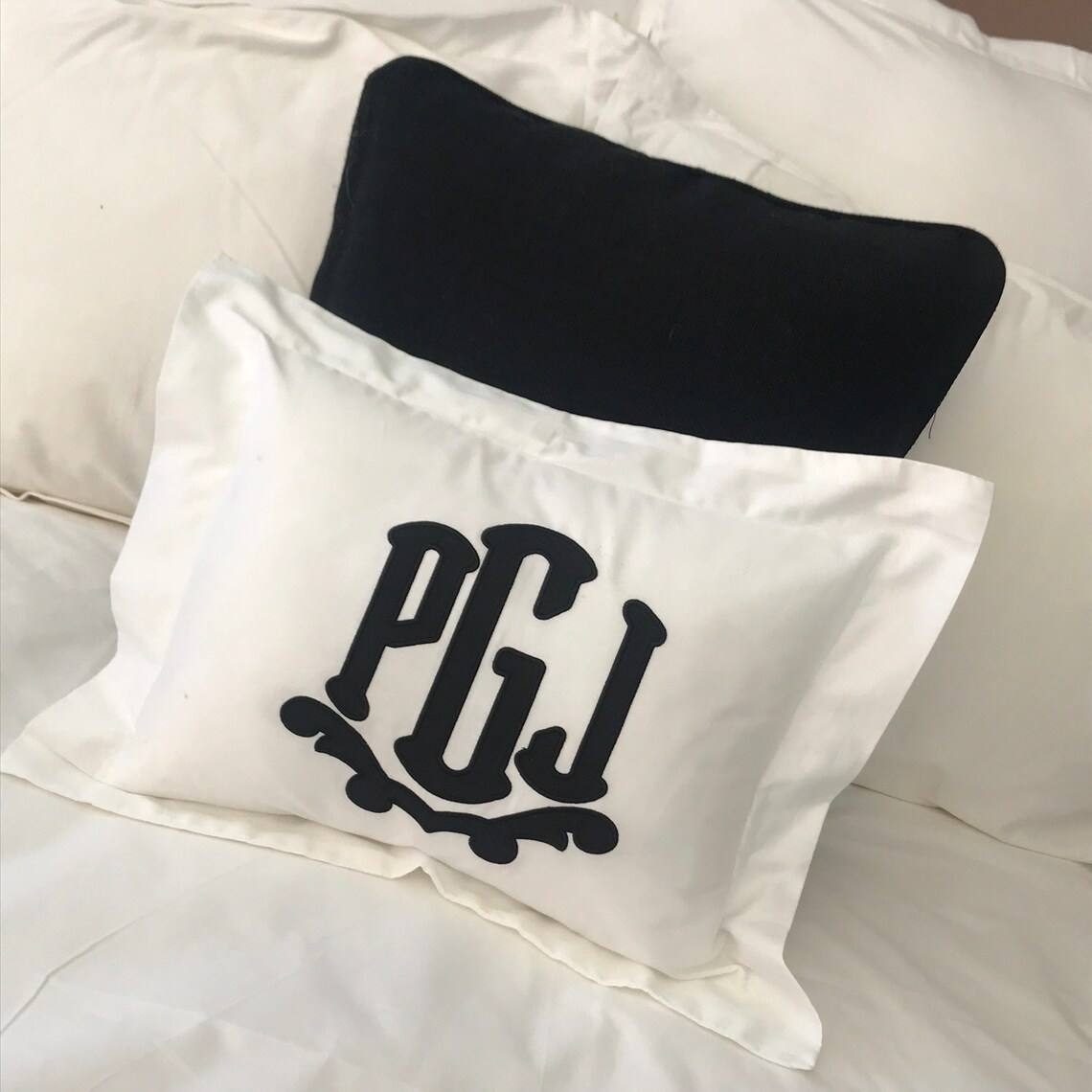 Monogrammed Applique Boudoir Pillow Etsy