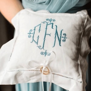 Monogrammed Ring Bearer Pillow image 1