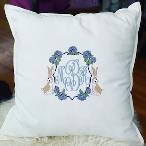 Easter Crest Monogrammed Cotton Pillow