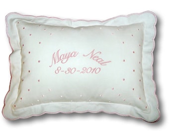 Personalized Swiss Dot Baby Pillow