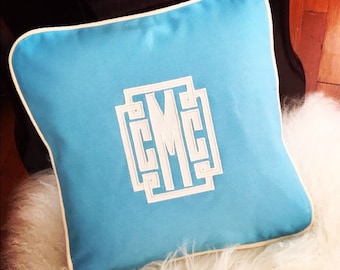 Monogrammed Applique Canvas Pillow - 16 Inch