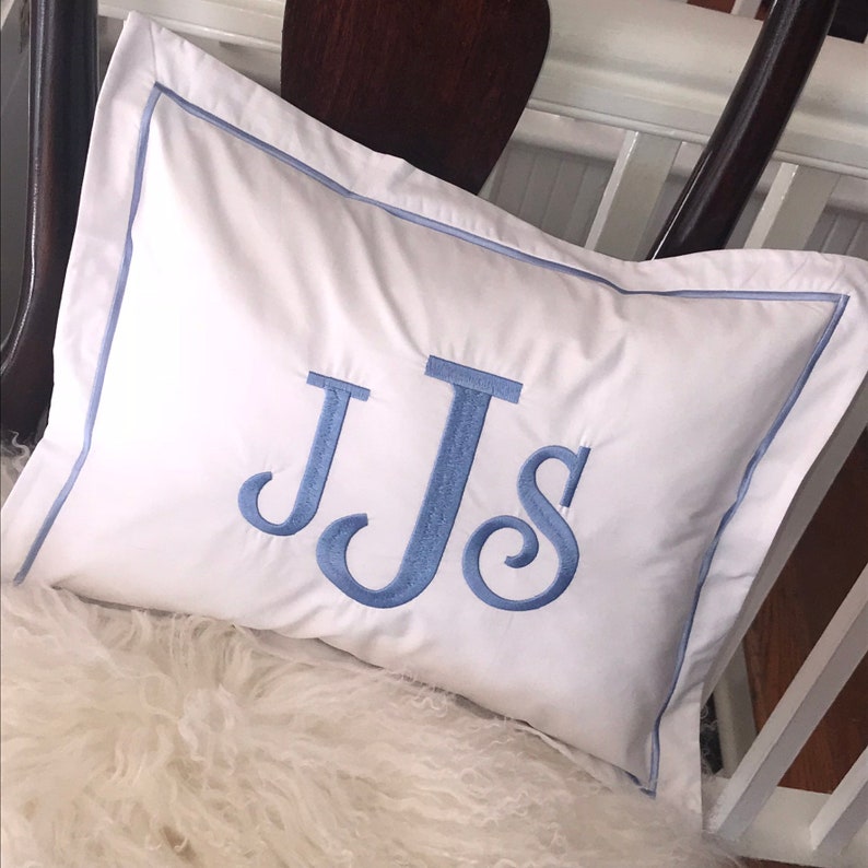 Monogrammed Pillow With Satin Stitch Trim Etsy