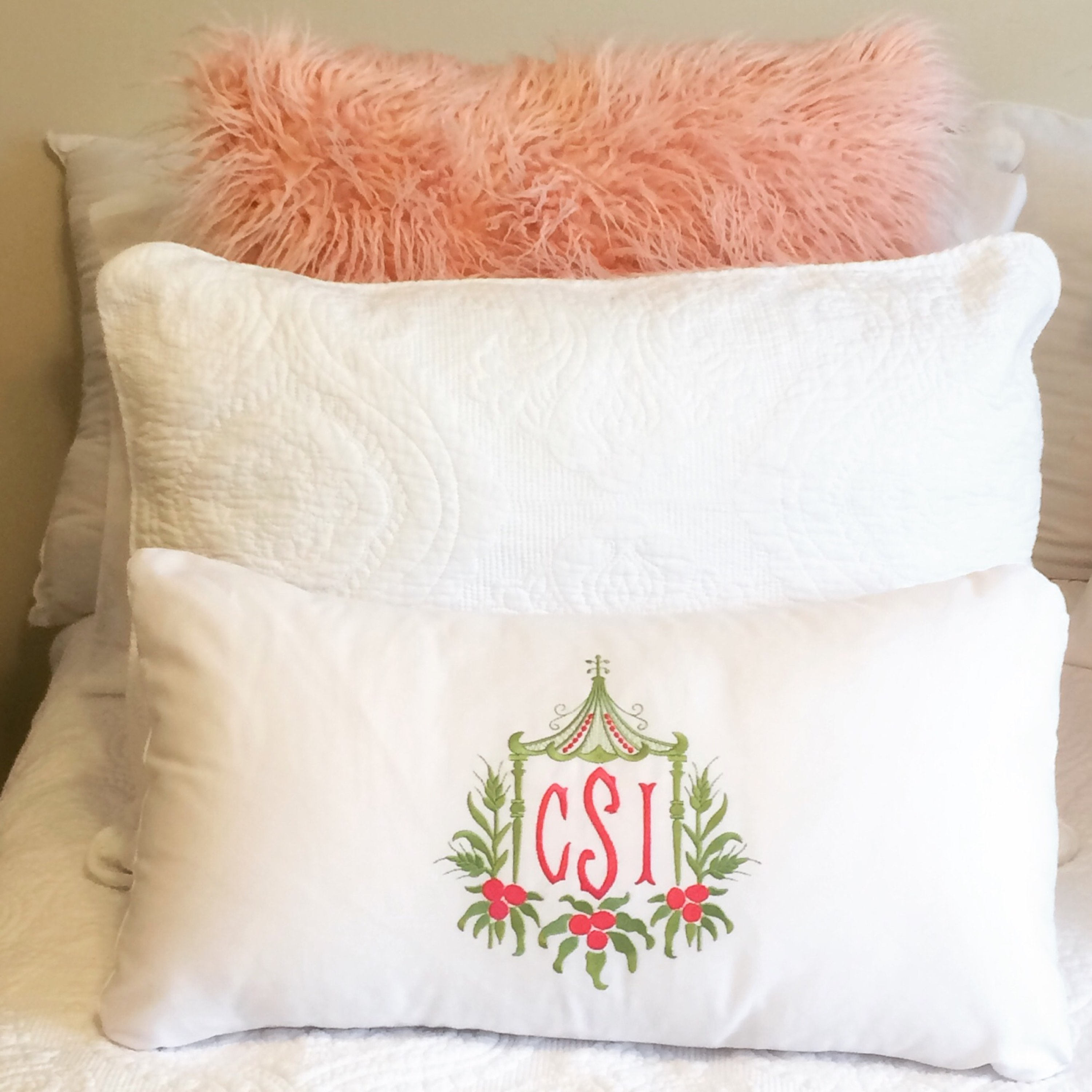monogrammed lumbar pillow