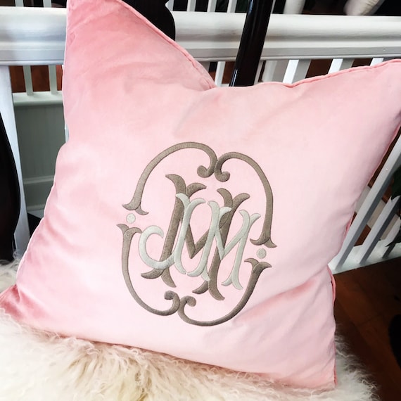 Monogrammed Velvet Pillow Etsy