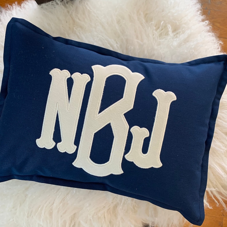 Velvet Applique Monogrammed Pillow Etsy