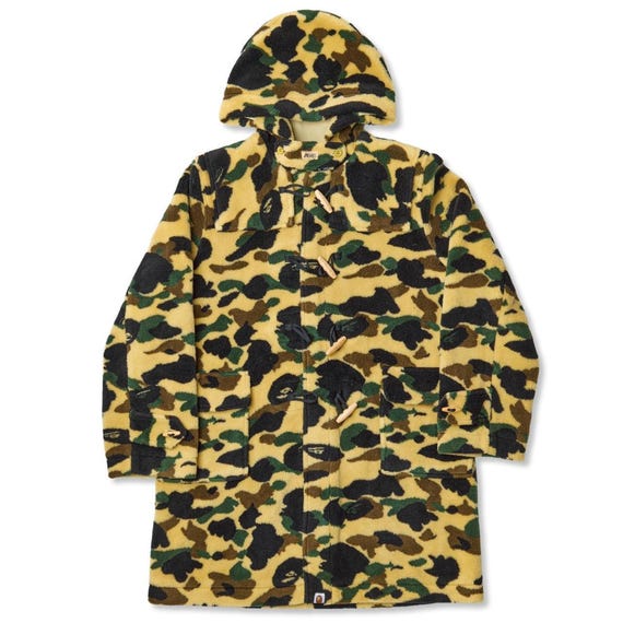Bape, Bape Vintage Camo Hooded Fur Long Coat