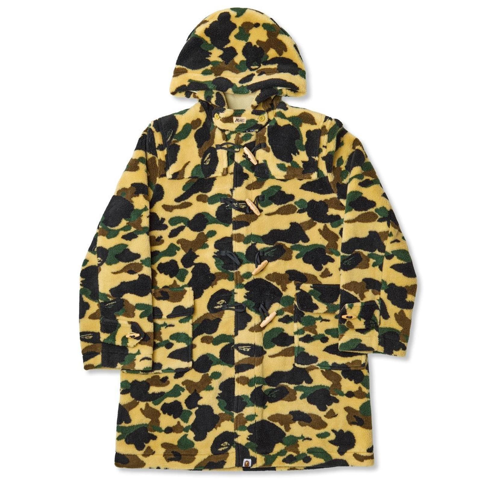 Bape, Bape Vintage Camo Hooded Fur Long Coat