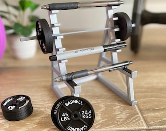 Mini Barbell Squat Rack Pen Holder, Fitness Enthusiasts and Weightlifting Fans Gift, Gymer Gift, Office Supplies, Desk Organizer