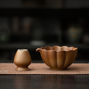 Pumpkin matcha bowl | Handmade ceramic matcha bowl set | Japanese tea ceremony bowl | Coffee bowl | Matcha lover gift