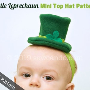 Little Leprechaun Mini Top Hat Headband PDF Pattern
