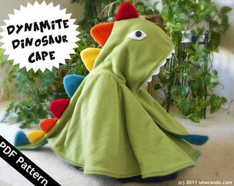 Baby & kinderen twee maten dynamiet dinosaurus draak spelen Halloween kostuum Cape PDF-patroon