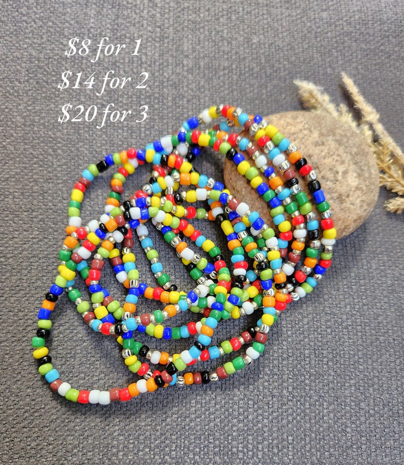 Trade Bracelet, Giant Seed Bead Opaque Rainbow Etsy