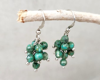 Turquoise Bead Cluster Dangle Earrings