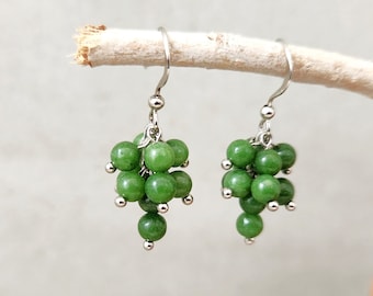 Green Aventurine Bead Cluster Dangle Earrings