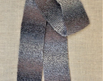 Handknit Scarf - Charcoal, Gray, Fawn Gradient