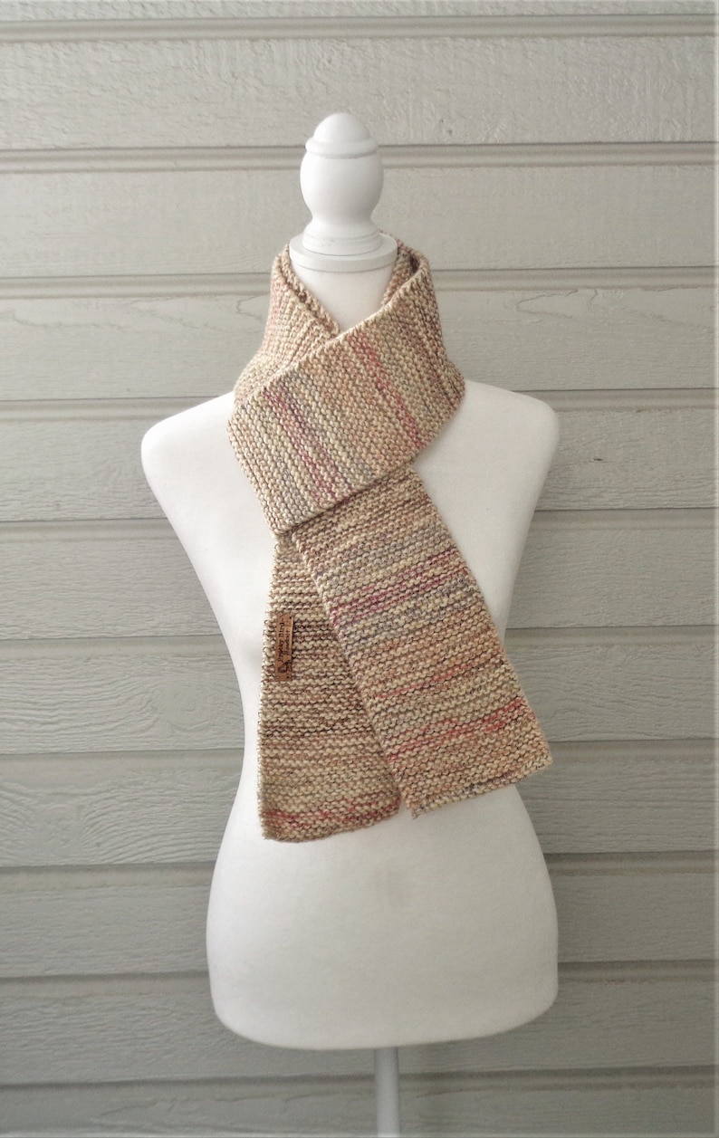 Handknit Scarf - Beige/Multicolor Gradient
