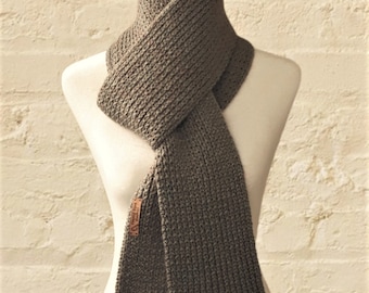 Handknit Scarf - Ash Brown Tweed