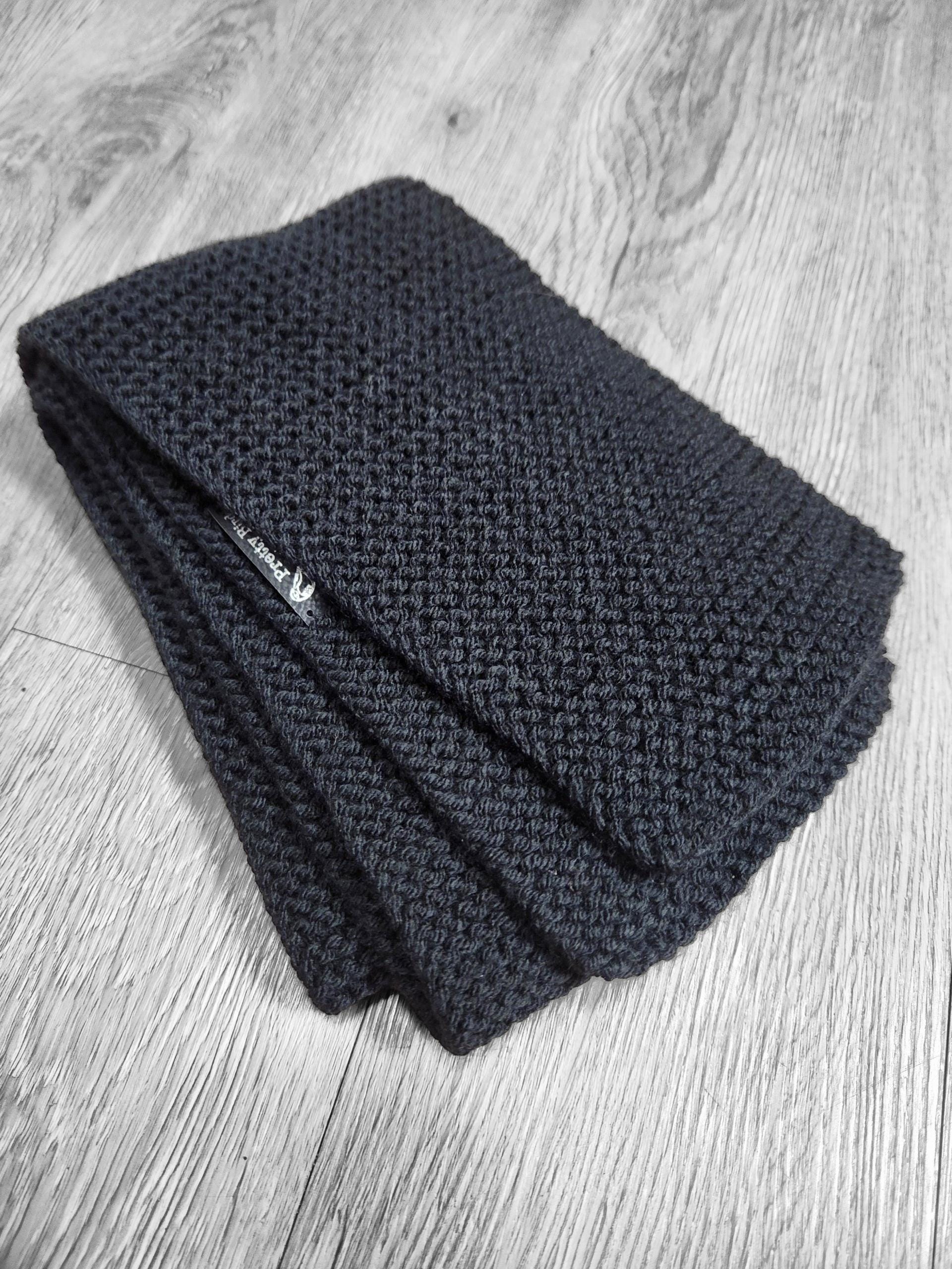 Handknit Scarf - Black - Etsy